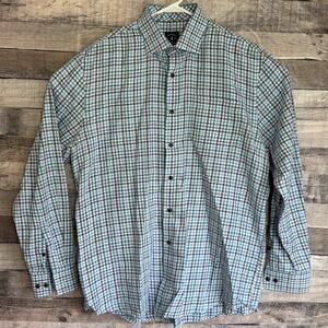 Johnnie O Men Top Shelf Shirt Large Blue Plaid Button Up Classic Preppy Business